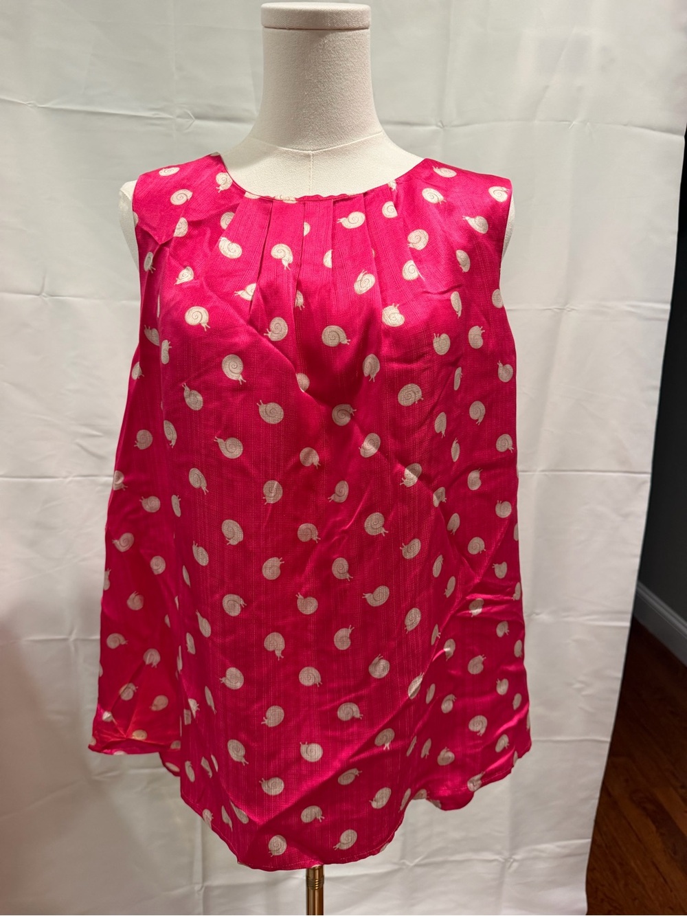 Anthropologie Postmark Pink Sleeveless Snail Top Silk Size 14